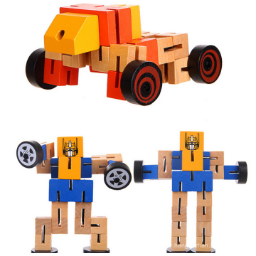 Jouets éducatifs en bois Déformation Robot Enfants Transformer Jouet